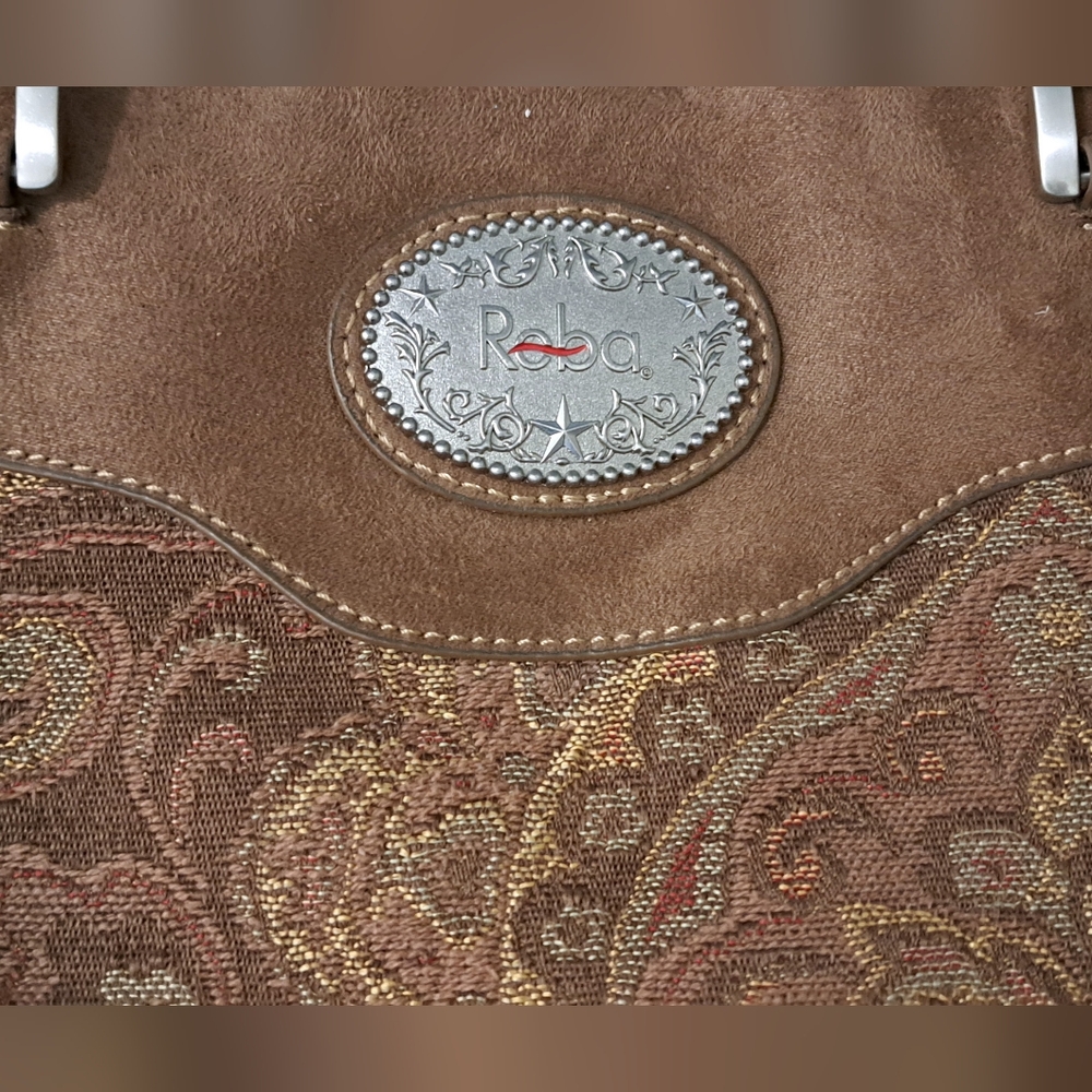 Reba McEntire Tapestry Faux Suede Small Duffle Bag Carry On Weekender Paisley16 - Picture 2 of 14